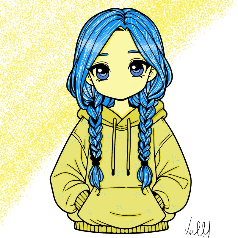 a realistic girl with a oversized hoodie and she has braids