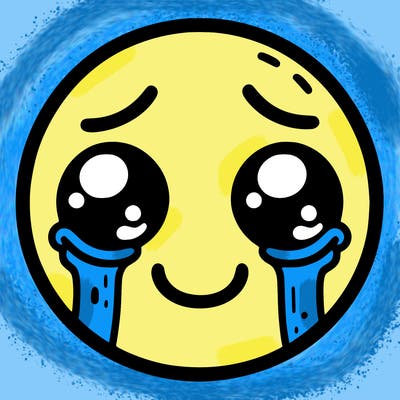 a joy emoji with sad eyes