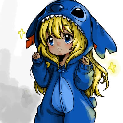 anime girl in a stitch onsie