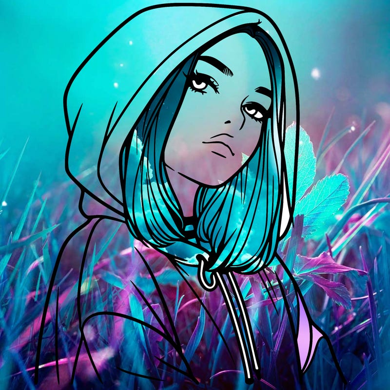 a realistic girl in a hoodie