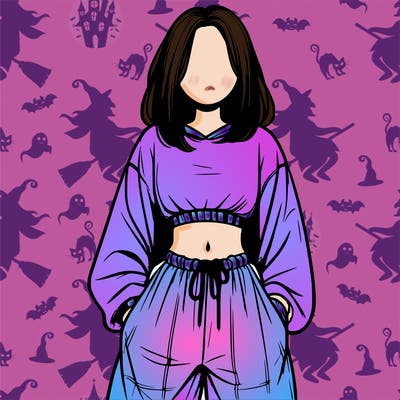 realistic girl faceless with baggy pants and a crop top