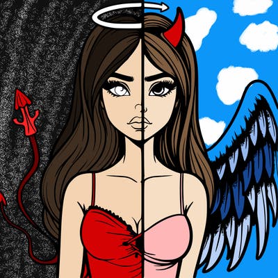 devil vs angel realistic girl