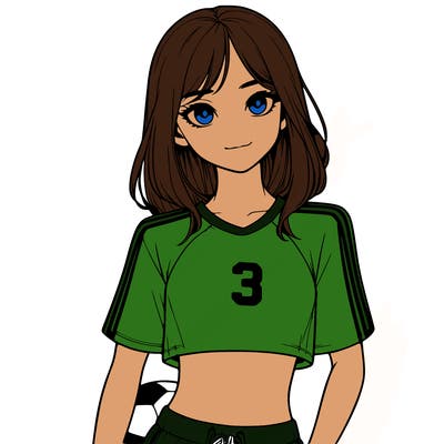 realistic girl wearing soccer jersey