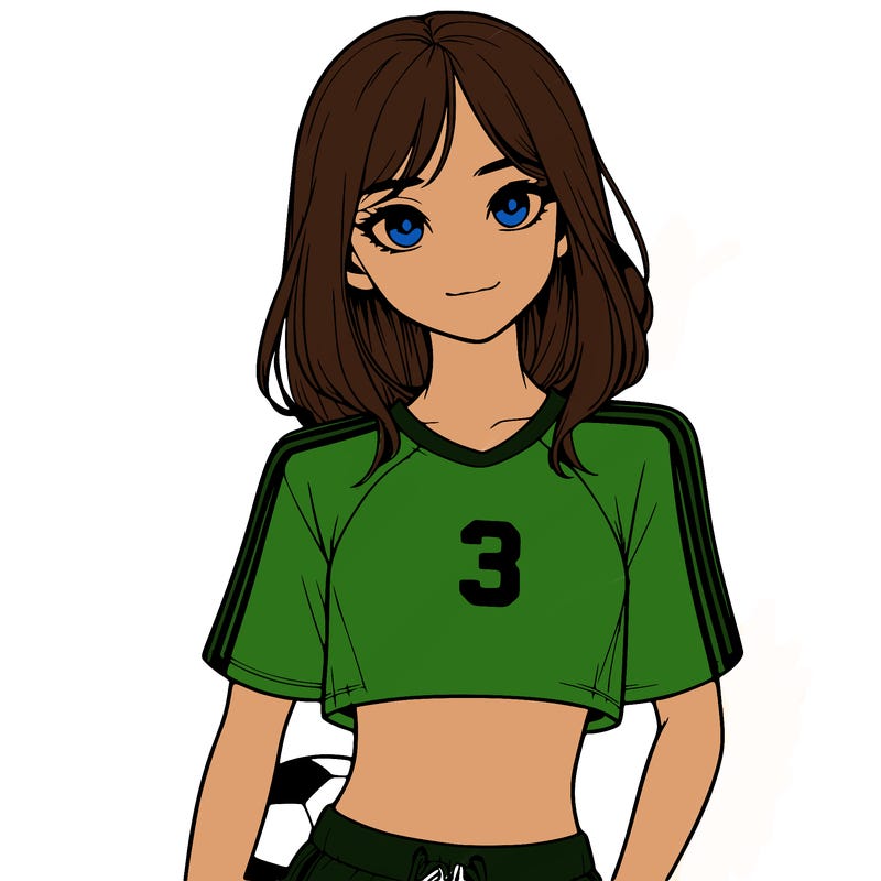 realistic girl wearing soccer jersey