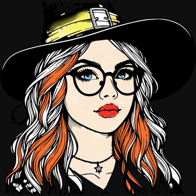 a witch with glasses realistic