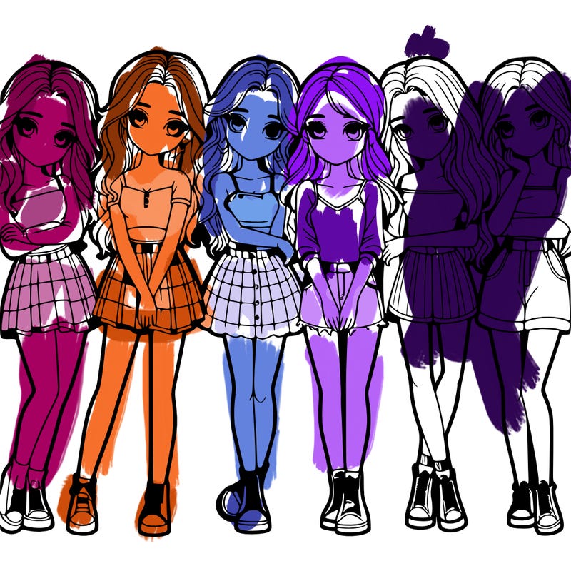 a group of girls realistic