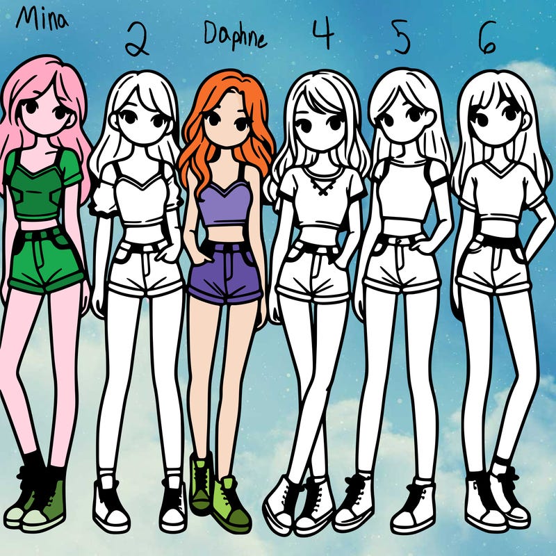 a group of girls wearing crop tops and shorts