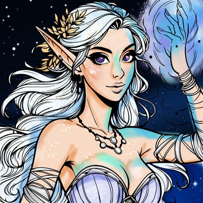 realistic elven woman glow magic wild chaos