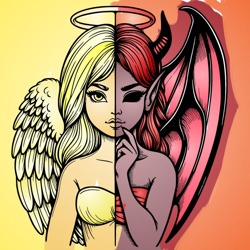 realistic angel half demon