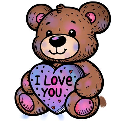 teddy bear holding an i love you heart
