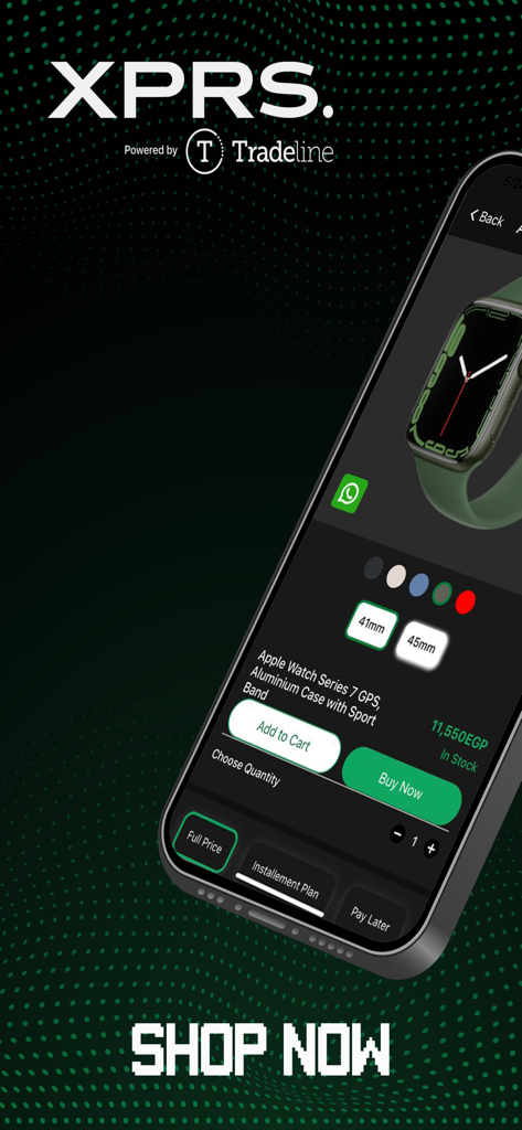 XPRS - XPRS mobile app product page for an Apple Watch Series 7 with purchase options