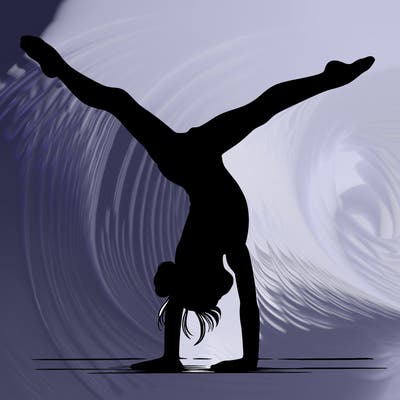 realistic gymnastic hand stand girl in four splits