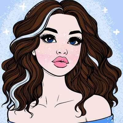 realistic girl with wavy hair and lips