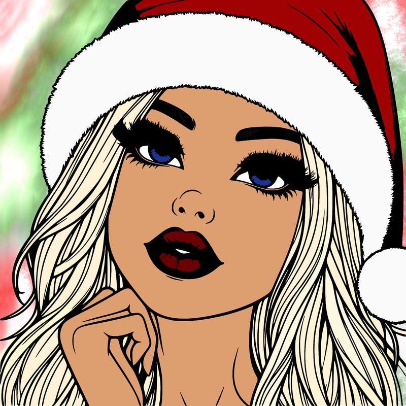 realistic christmas girl with lips