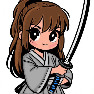 girl holding katana