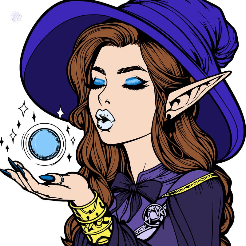 realistic elf casting a spell with lips