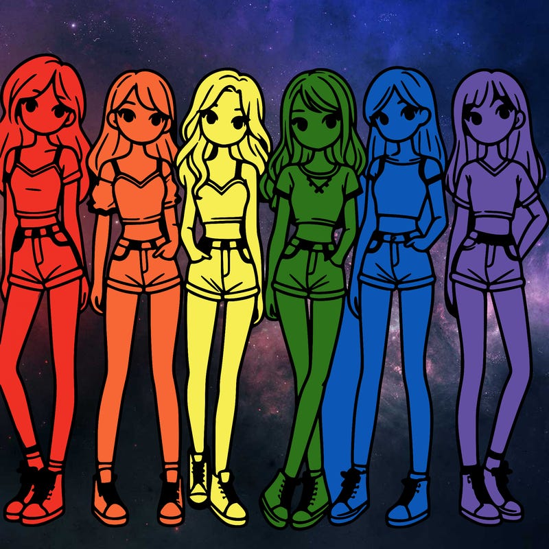 a group of girls wearing crop tops and shorts