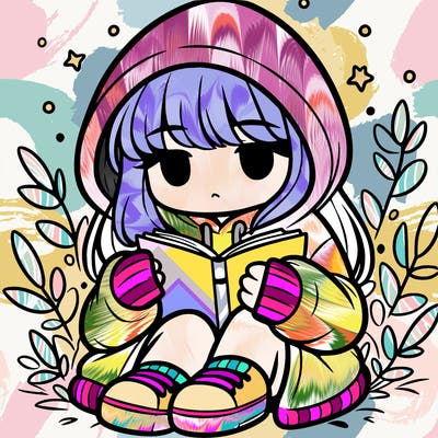 girl in oversized hoodie reading a book