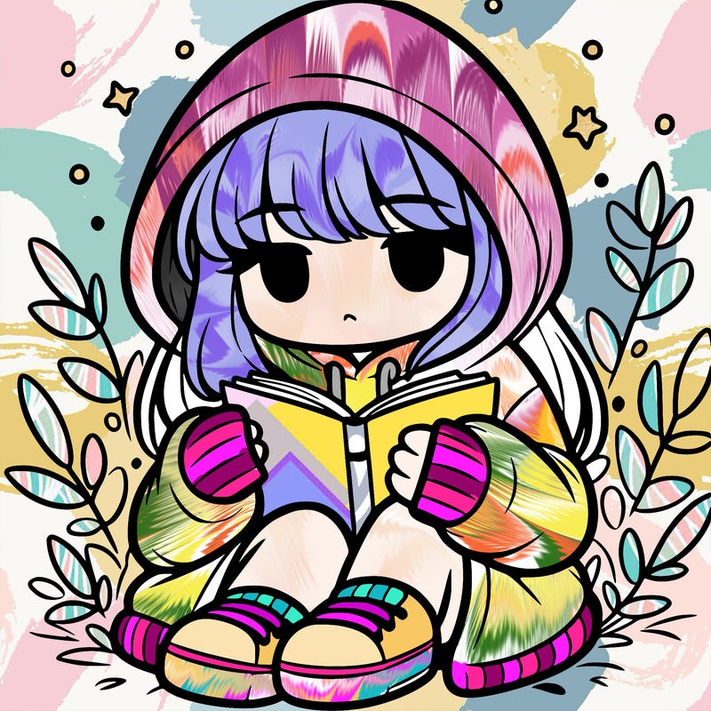 girl in oversized hoodie reading a book