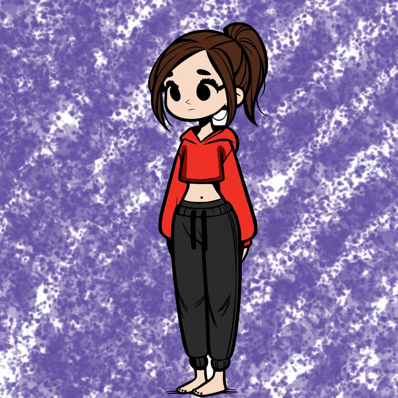 skinny girl in sweatpants