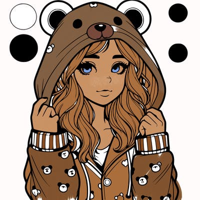 realistic girl in a animal pjs hoodie