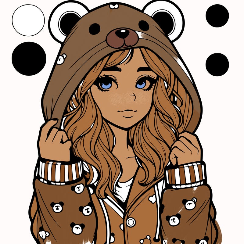 realistic girl in a animal pjs hoodie