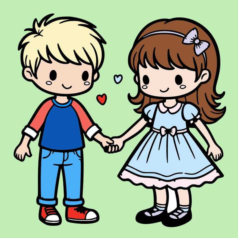 boy and girl holding hands