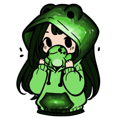 a girl holding a froggy hoodie