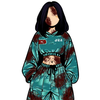 realistic girl faceless with baggy pants and a crop top