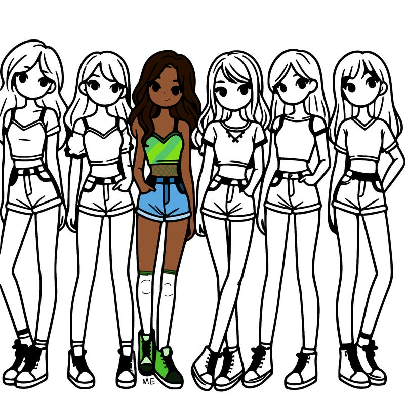 a group of girls wearing crop tops and shorts