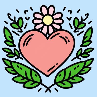 heart with a flower outlining around it