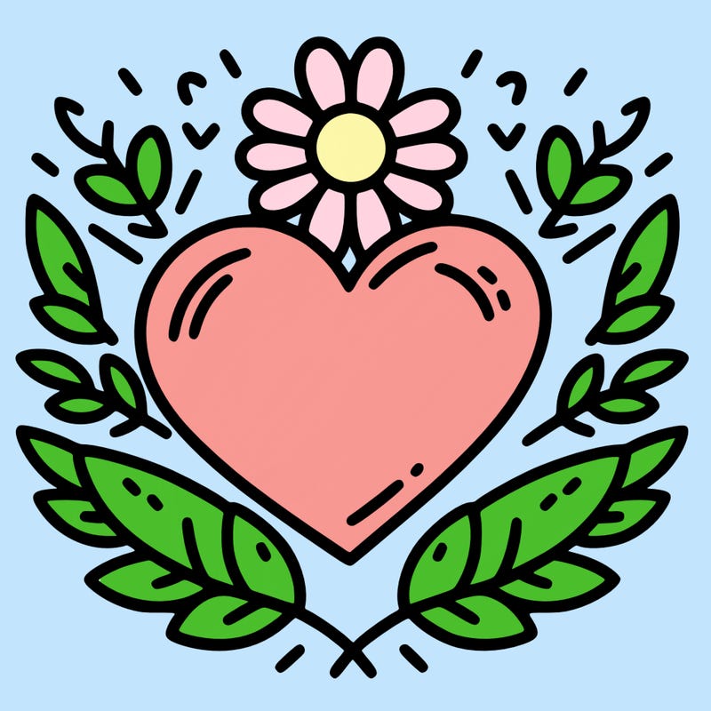 heart with a flower outlining around it