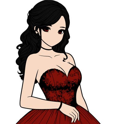 realistic girl in prom dress