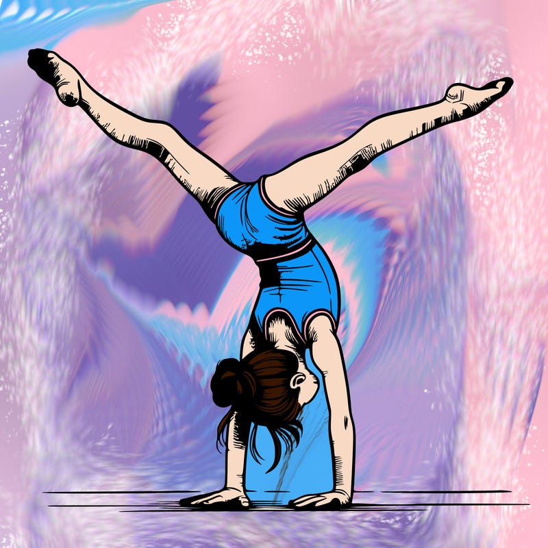 realistic gymnastic hand stand girl in four splits