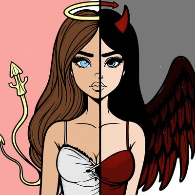devil vs angel realistic girl