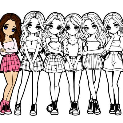 a group of girls realistic