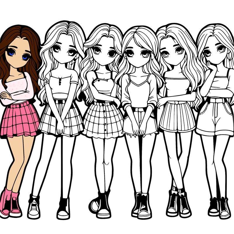 a group of girls realistic