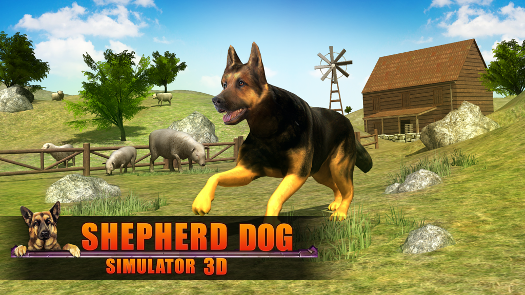 Shepherd Dog Simulator 3D - Un perro Pastor Alemán arreando ovejas en una granja en el Simulador de Perro Pastor 3D
