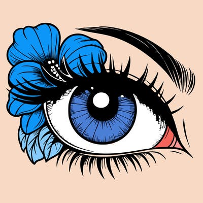 realistic eye with flower