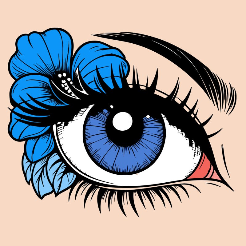 realistic eye with flower