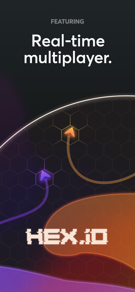 Triumph: Play for Cash - Triumph Arcade mit Echtzeit-Multiplayer-Gameplay für HEX IO mit bunten Symbolen auf einem hexagonalen Gitter