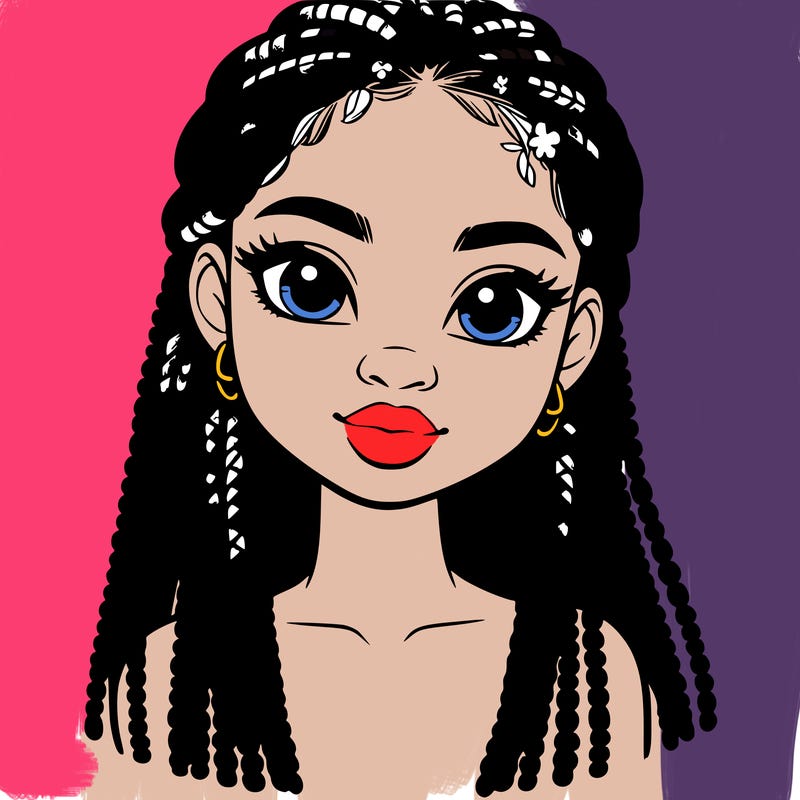 a realistic black girl with braids