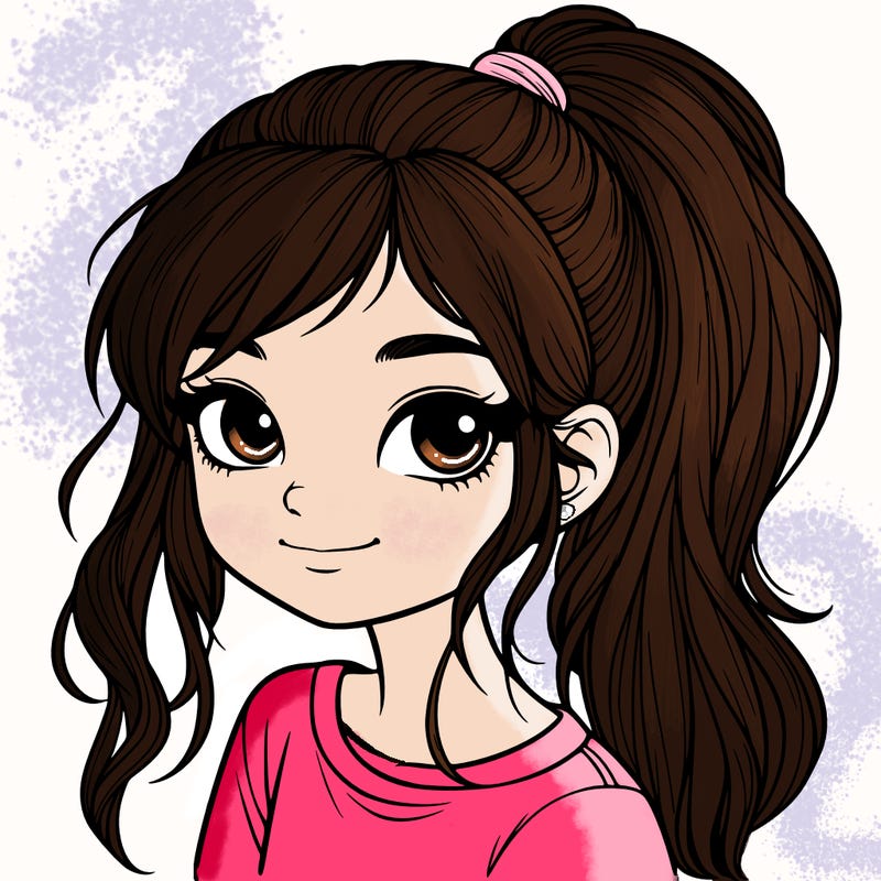 realistic girl with ponytail