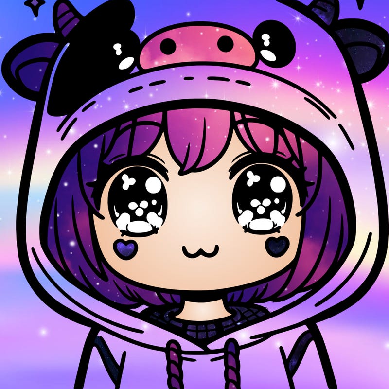 kawaii girl with cow hoodie