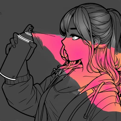 a realistic girl spray, painting