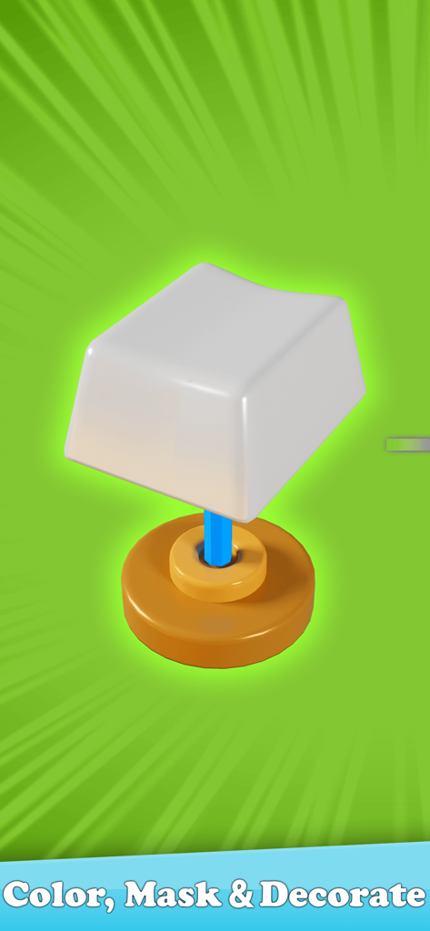 Keyboard Art Painting Master - A white 3D keyboard key on a stand ready for coloring and decoration in a DIY simulation game