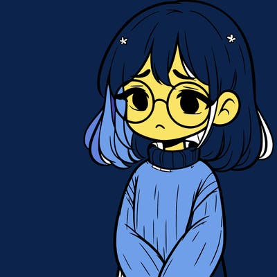 sad girl with glasses in a sweater