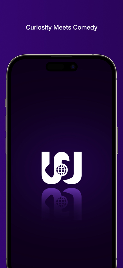 WatcherTV - WatcherTV app splash screen on an iPhone displaying the tagline Curiosity Meets Comedy