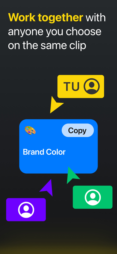 Clipboard PRO: Paste Anywhere - Interface showing multiple users collaborating on a shared Brand Color clip