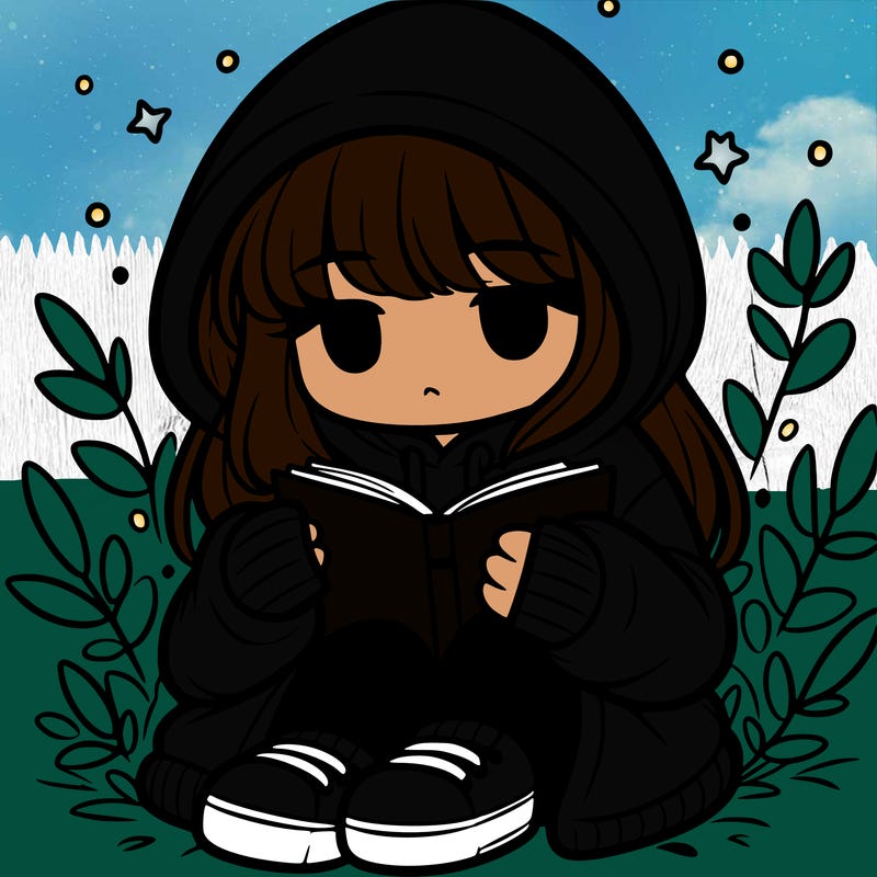 girl in oversized hoodie reading a book